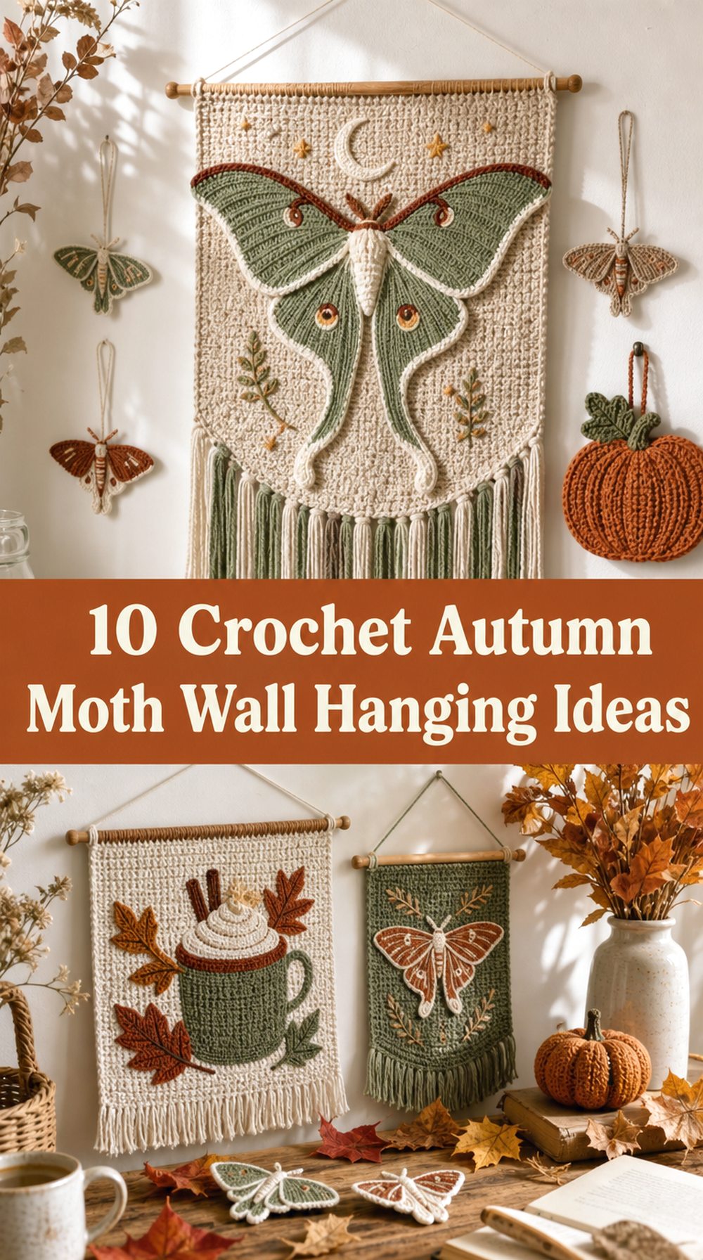 Crochet Autumn Moth Wall Hanging Ideas