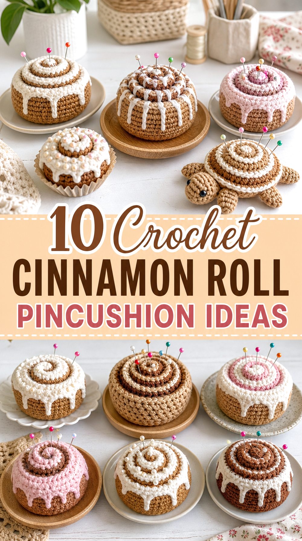 Crochet Cinnamon Roll Pincushion Ideas
