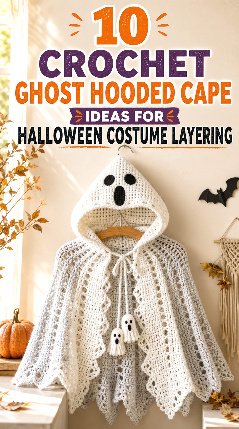 Crochet Ghost Hooded Cape Ideas for Halloween Costume Layering