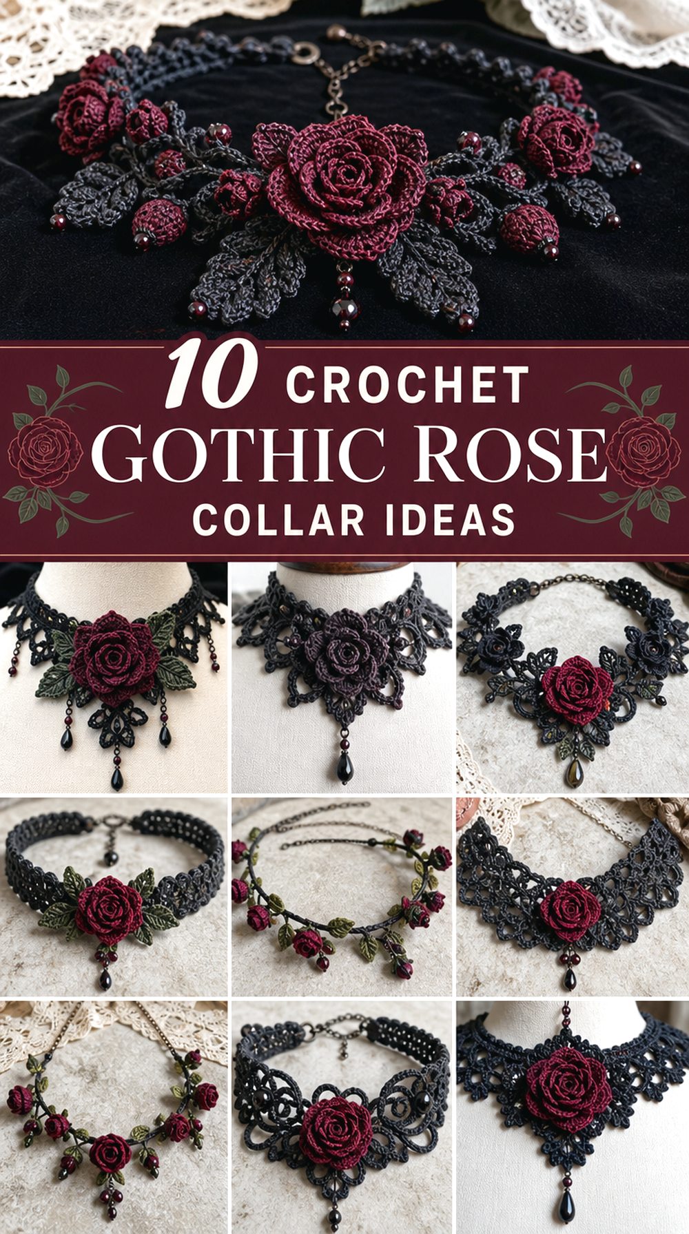 Crochet Gothic Rose Collar Ideas
