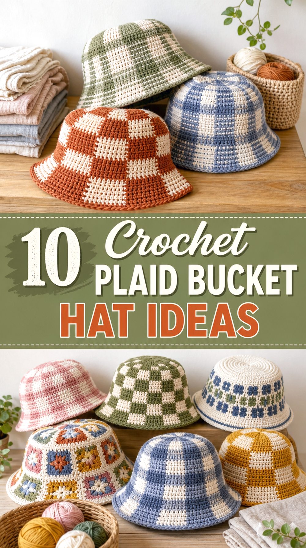Crochet Plaid Bucket Hat Ideas