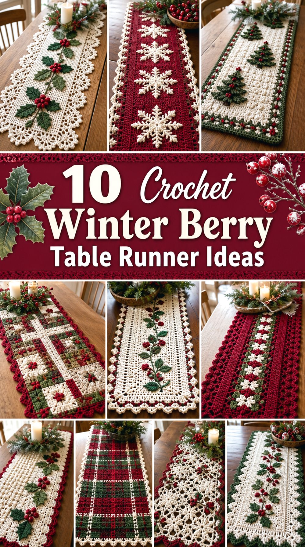 Crochet Winter Berry Table Runner Ideas