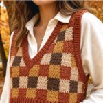 Crochet Autumn Check Cropped Vest Ideas for Layered Outfits