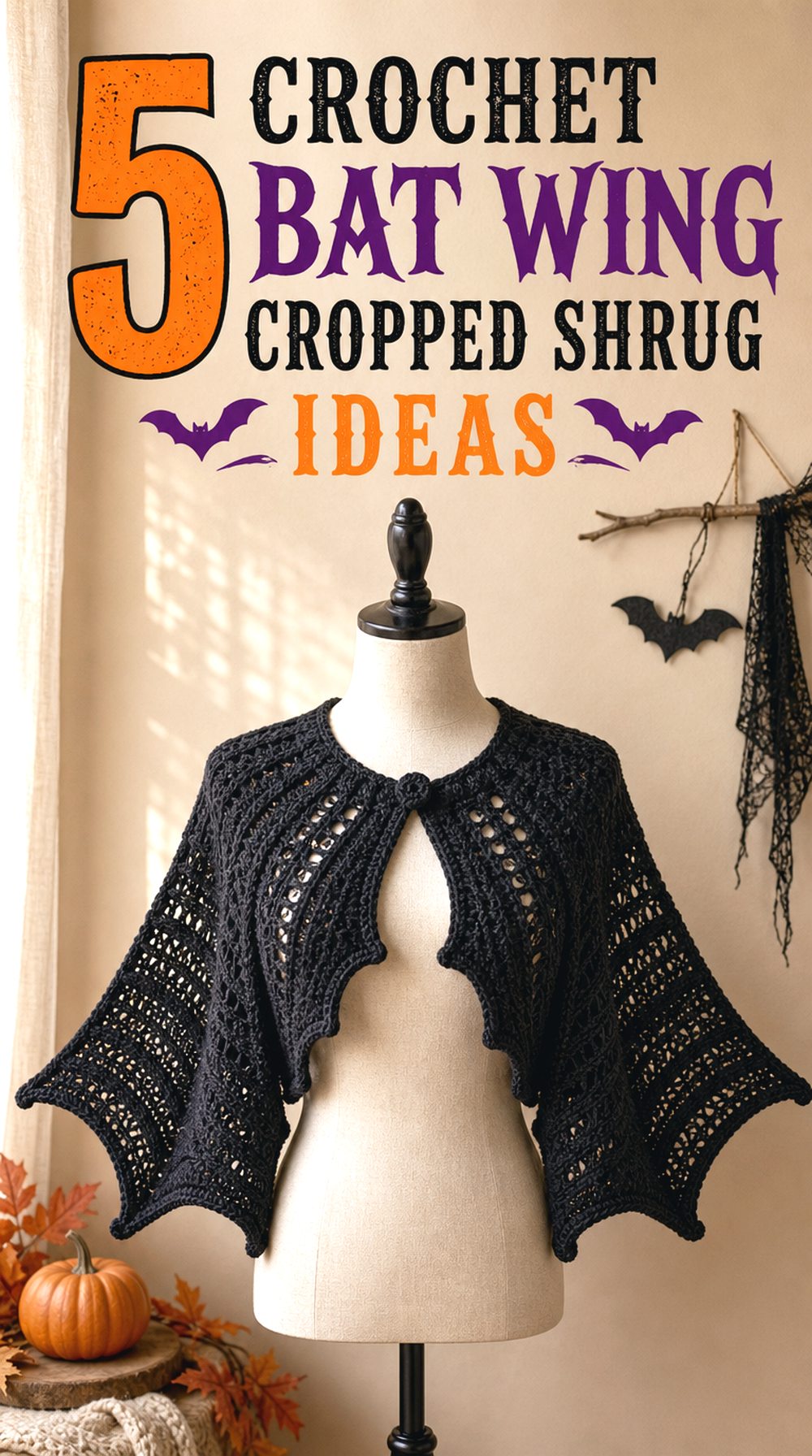 Crochet Bat Wing Cropped Shrug Ideas for Wide Sleeve Layering