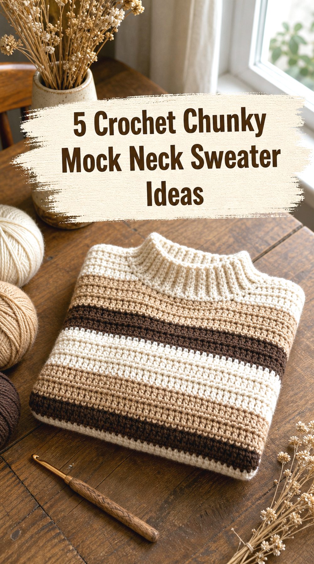 Crochet Chunky Mock Neck Sweater Ideas