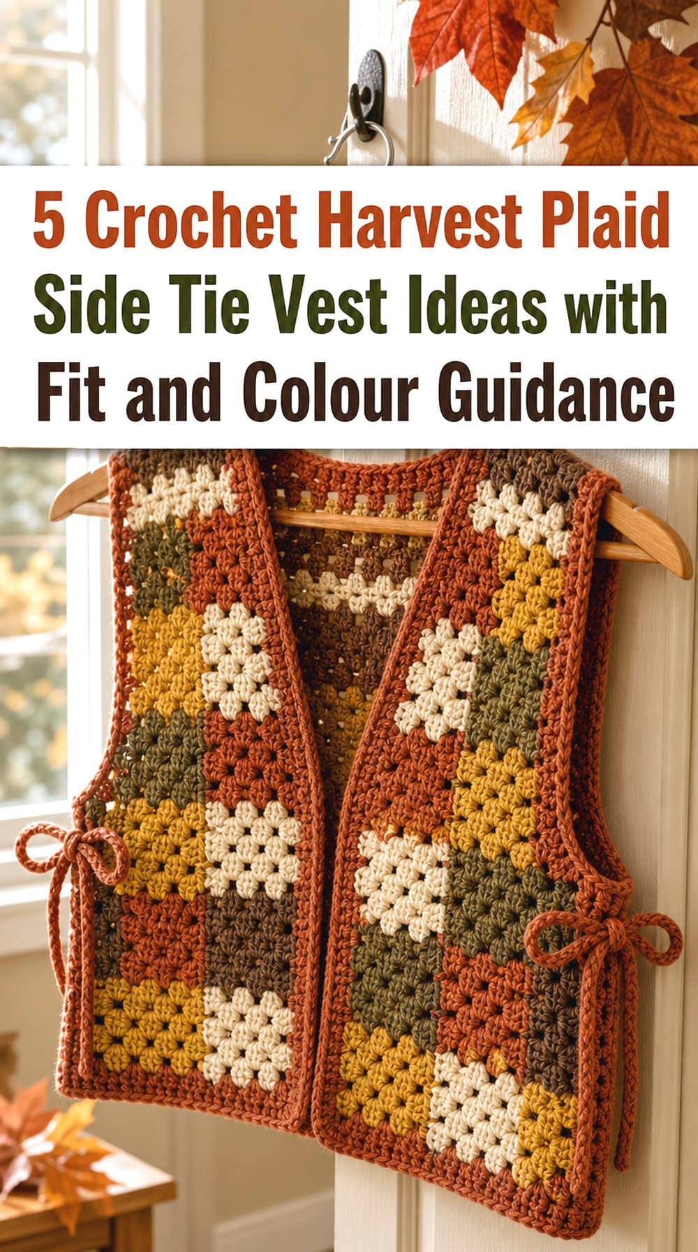 Crochet Harvest Plaid Side Tie Vest Ideas with Fit and Colour Guidance