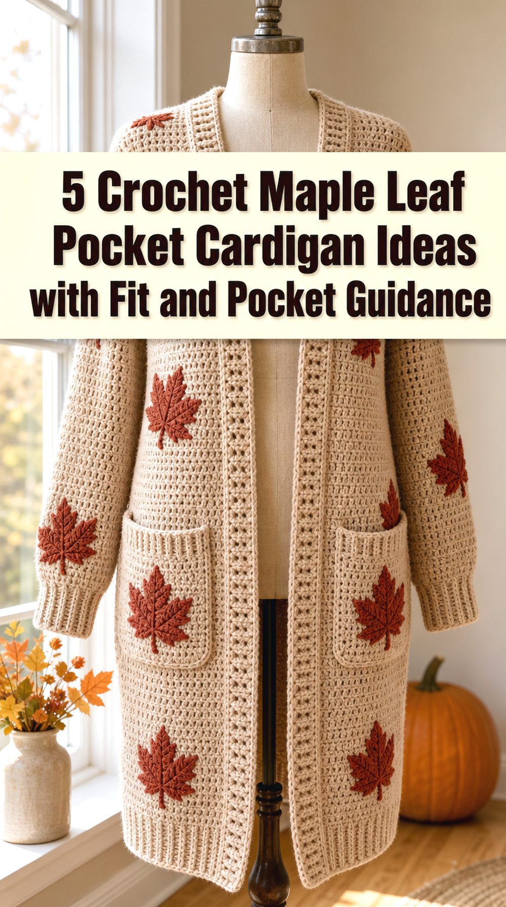 Crochet Maple Leaf Pocket Cardigan Ideas with Fit and Pocket Guidance