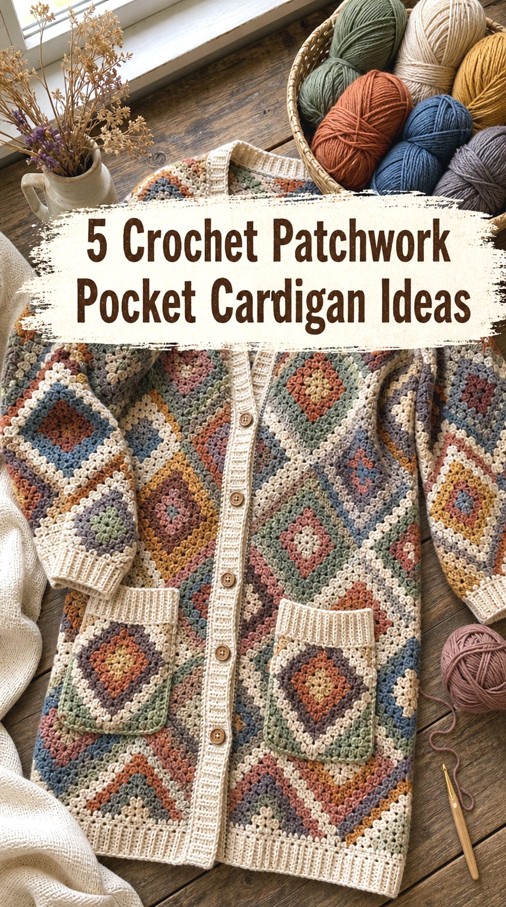 Crochet Patchwork Pocket Cardigan Ideas