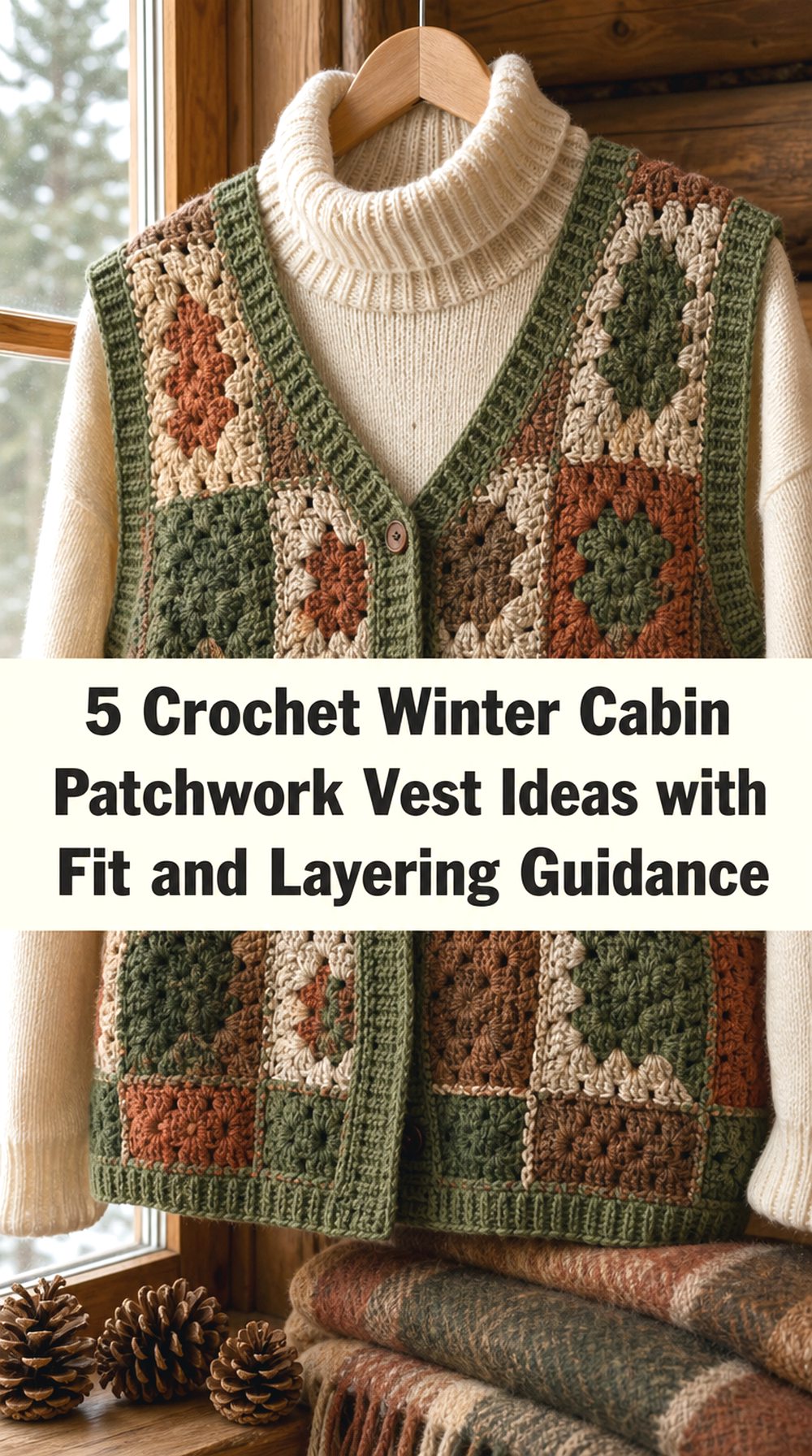 Crochet Winter Cabin Patchwork Vest Ideas with Fit and Layering Guidance