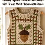 Crochet Acorn Granny Square Sweater Vest Ideas with Fit and Motif Placement Guidance