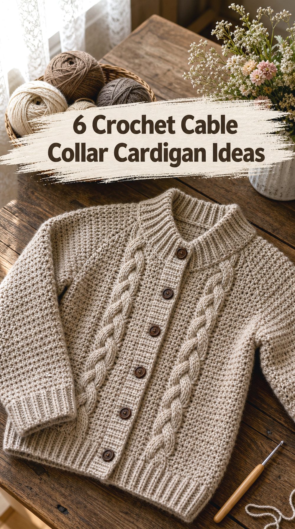 Crochet Cable Collar Cardigan Ideas