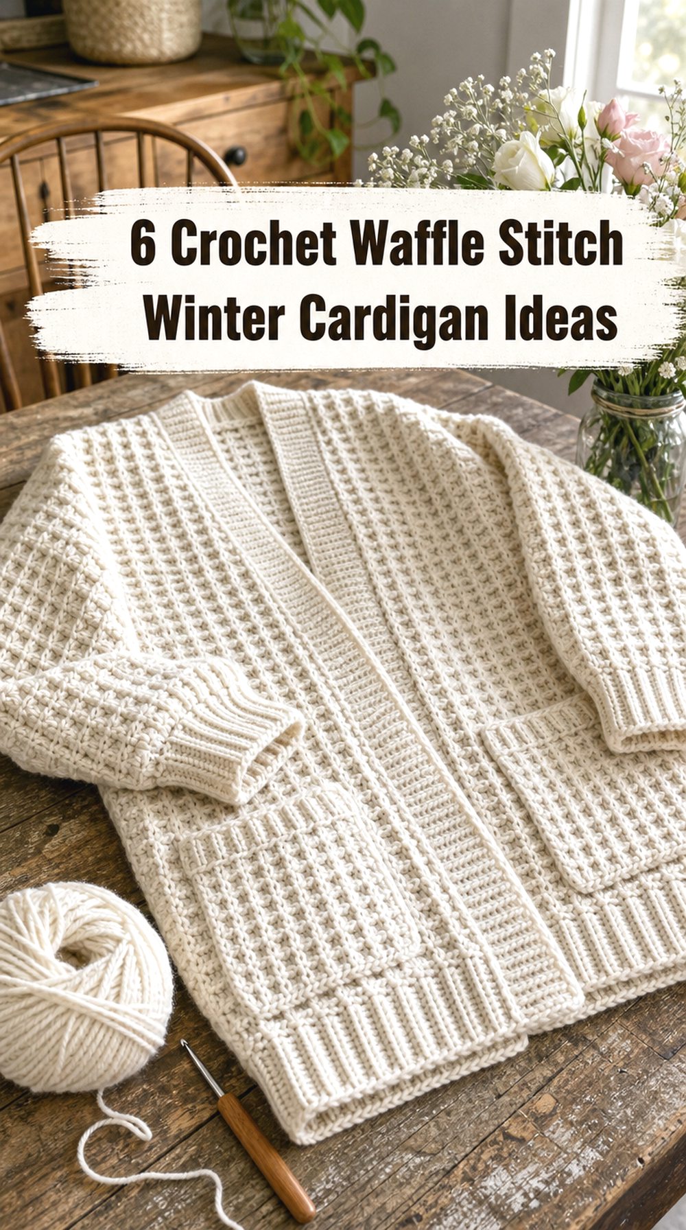 Crochet Waffle Stitch Winter Cardigan Ideas