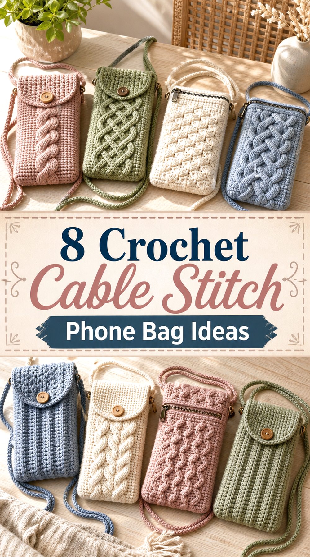 Crochet Cable Stitch Phone Bag Ideas