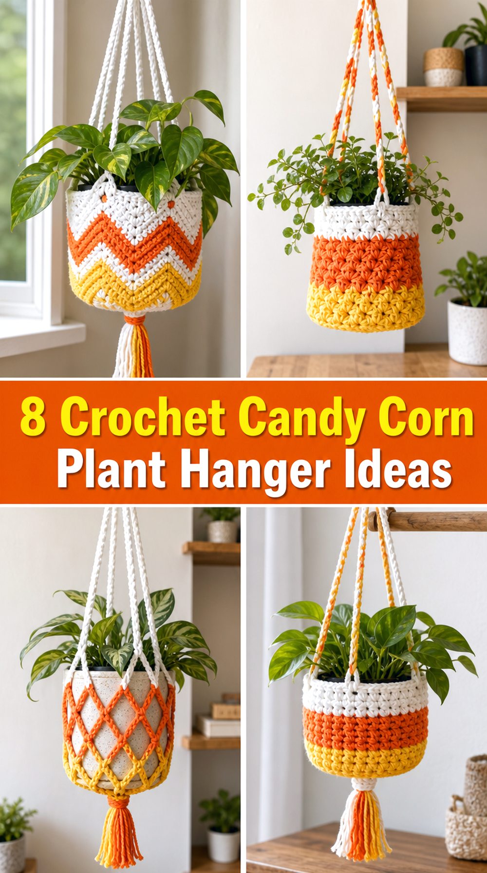 Crochet Candy Corn Plant Hanger Ideas