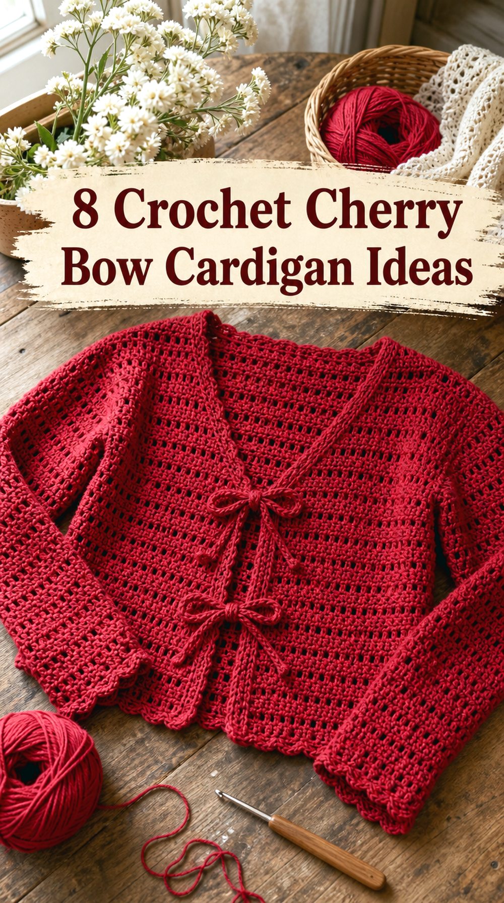 Crochet Cherry Bow Cardigan Ideas