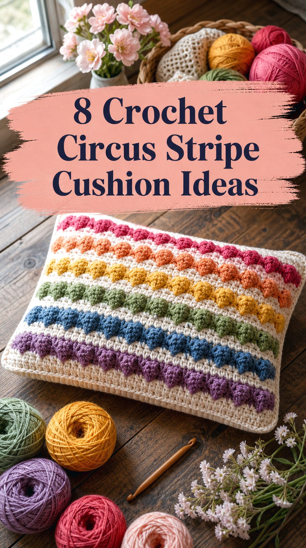 Crochet Circus Stripe Cushion Ideas