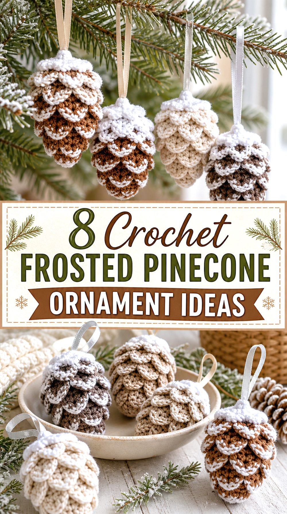 Crochet Frosted Pinecone Ornament Ideas