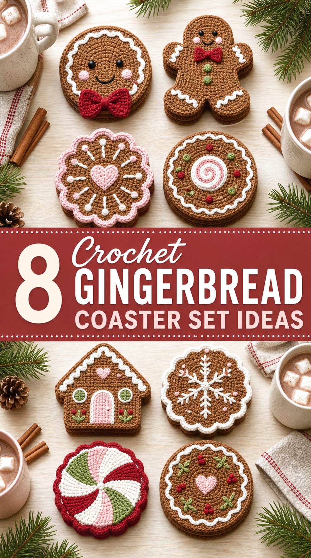 Crochet Gingerbread Coaster Set Ideas