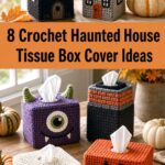 Crochet Haunted House Tissue Box Cover Ideas