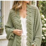 Crochet Leaf Border Cocoon Cardigan Ideas With Lacy, Garden Inspired Edges