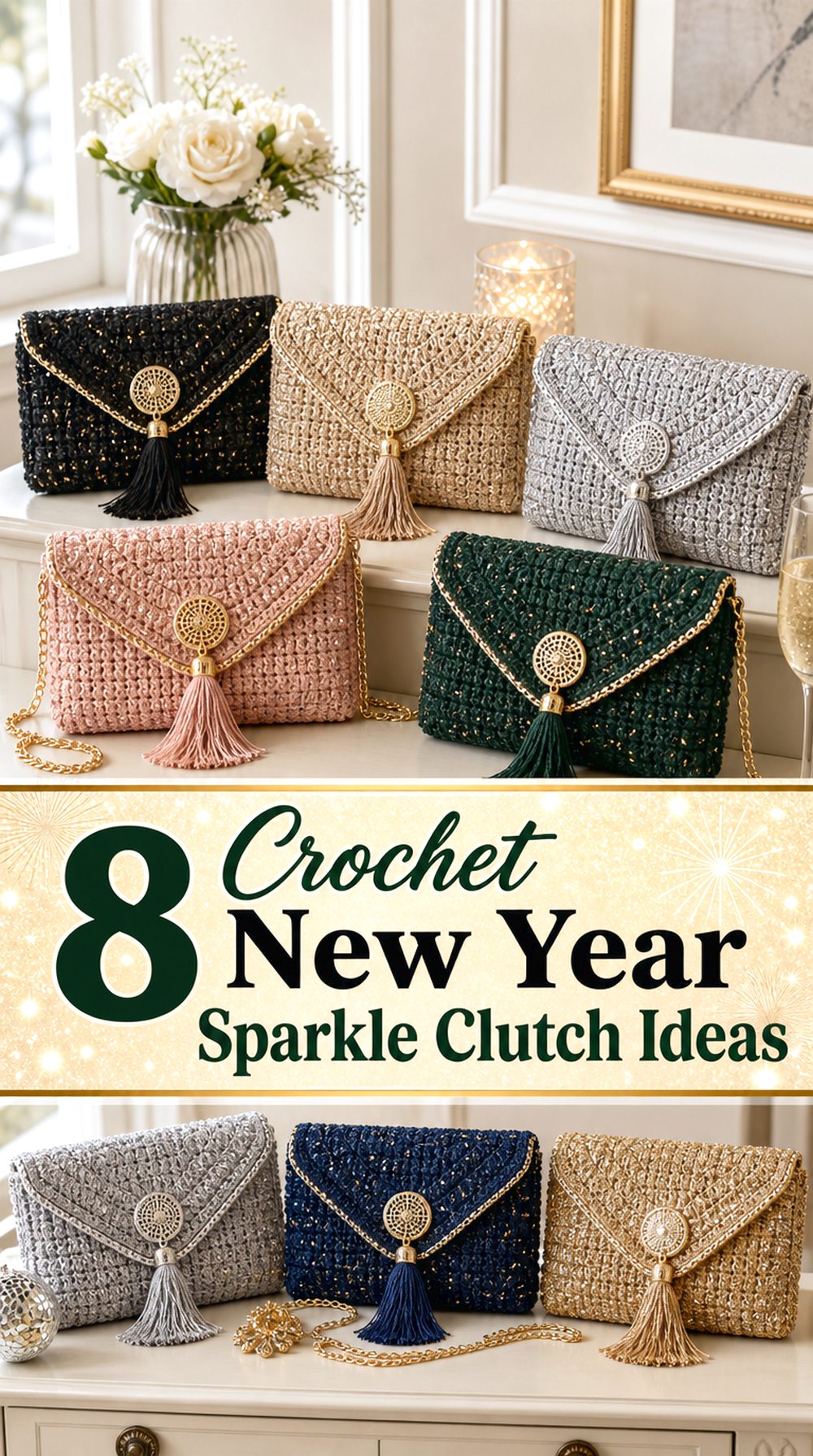 Crochet New Year Sparkle Clutch Ideas
