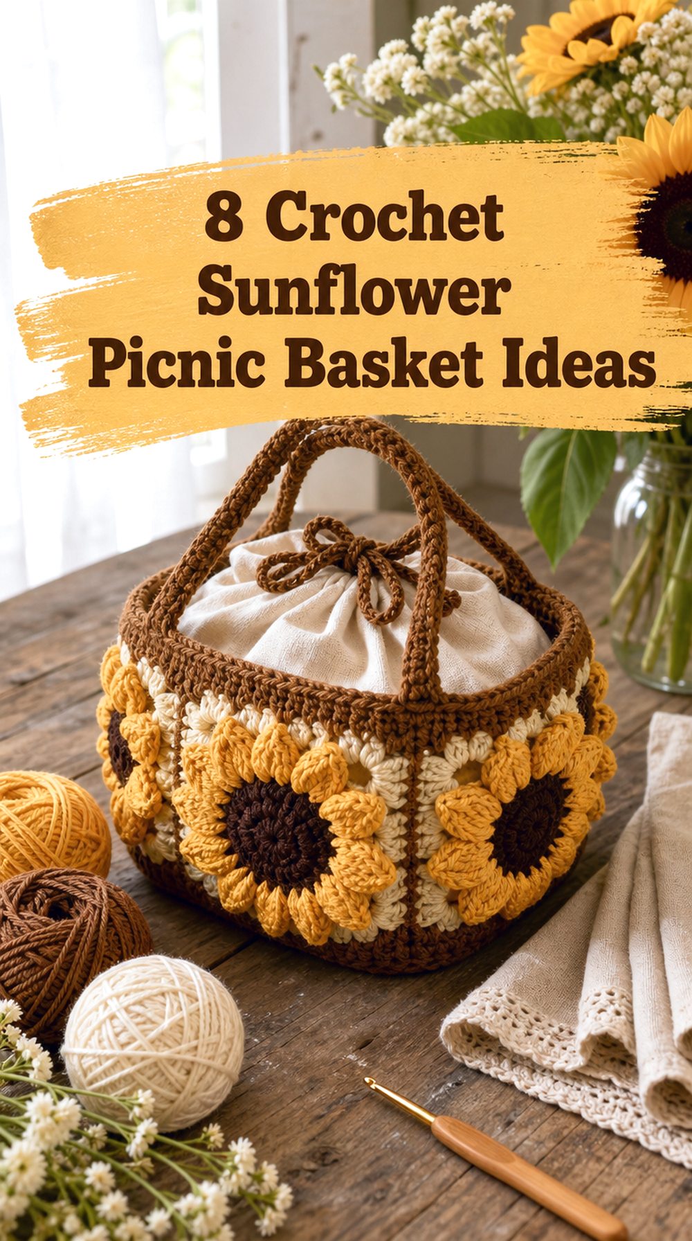 Crochet Sunflower Picnic Basket Ideas