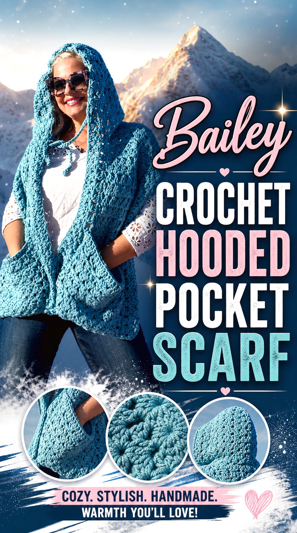 Bailey Crochet Hooded Pocket Scarf