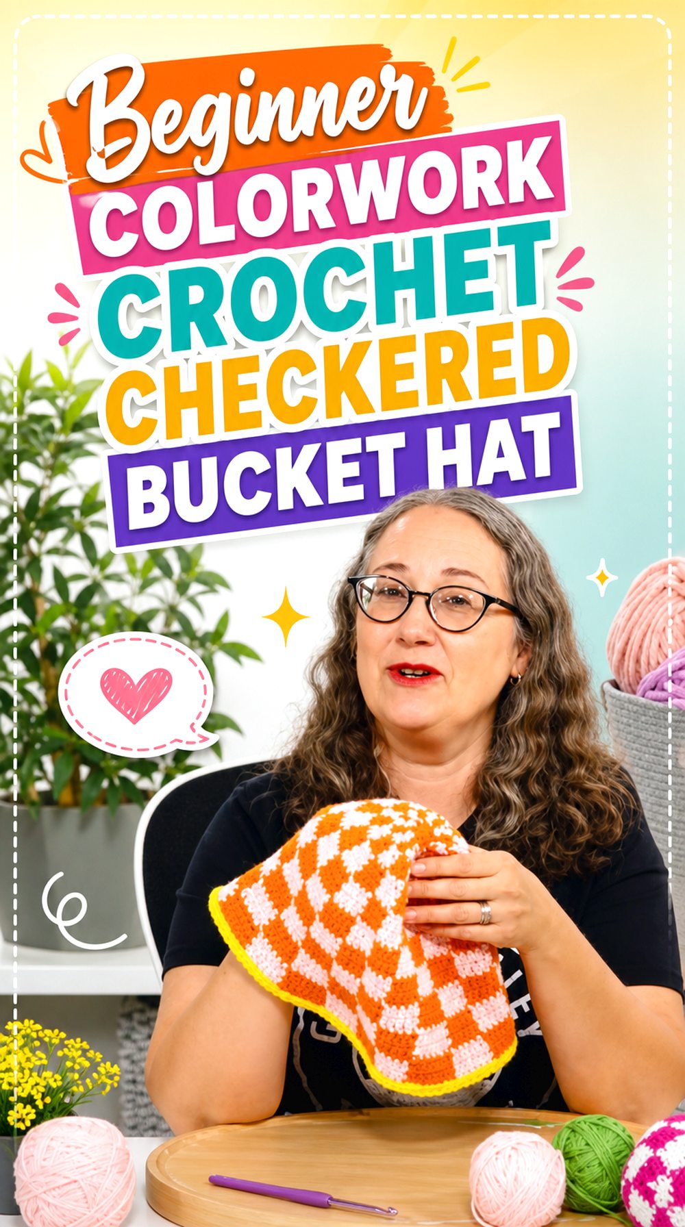 Beginner Colorwork Crochet Checkered Bucket Hat