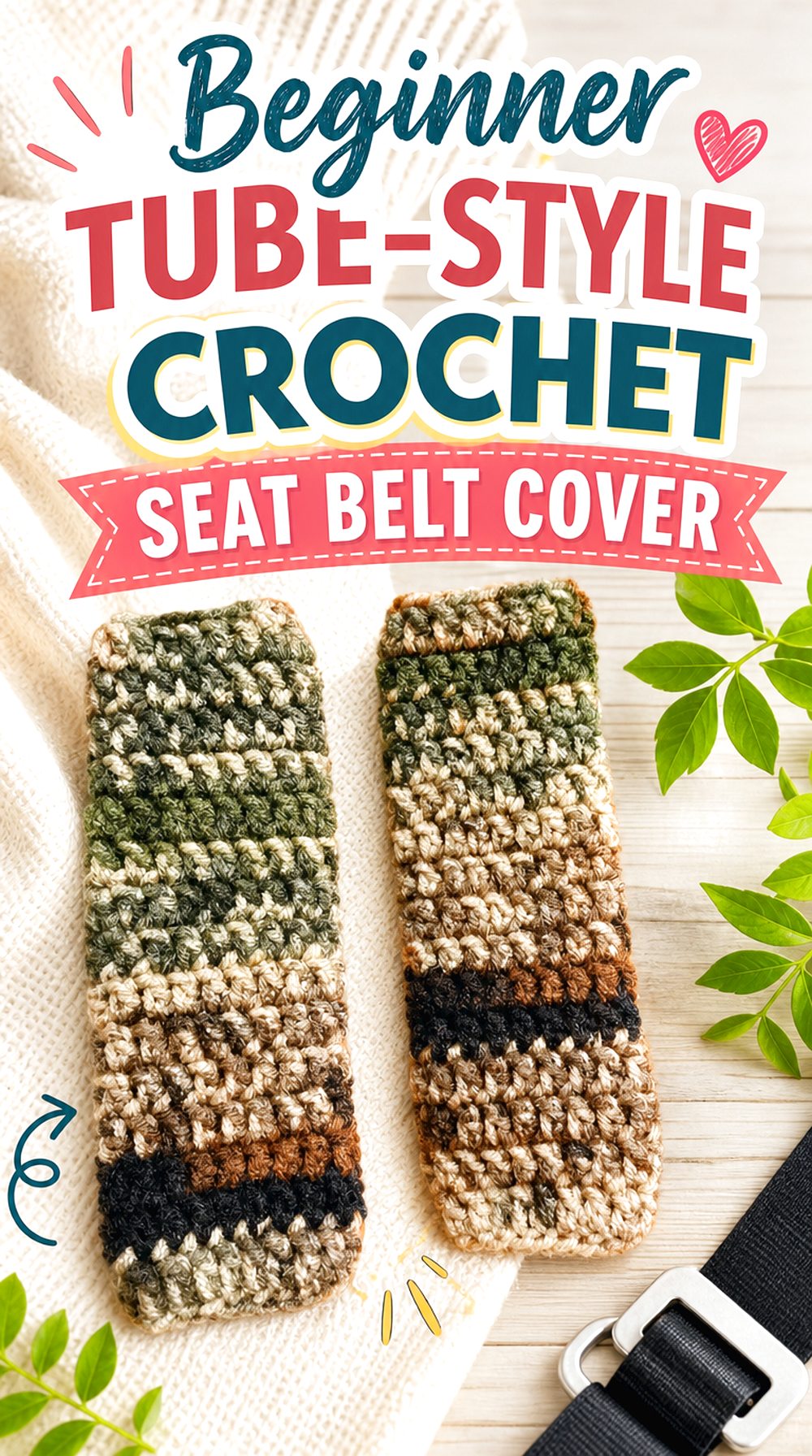 Beginner Tube Style Crochet Seat Belt Cover