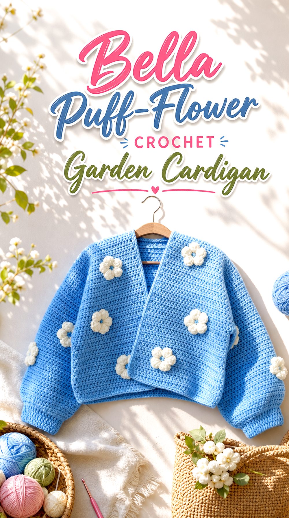 Bella Puff Flower Crochet Garden Cardigan