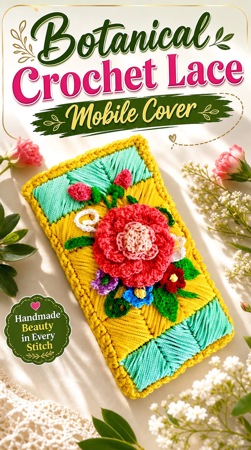 Botanical Crochet Lace Mobile Cover