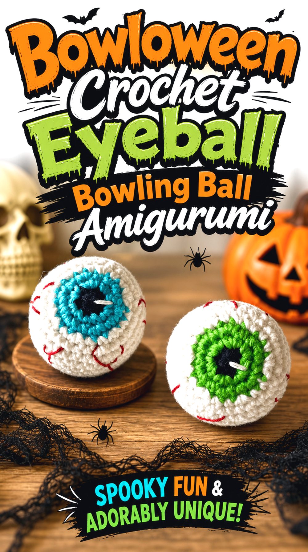 Bowloween Crochet Eyeball Bowling Ball Amigurumi