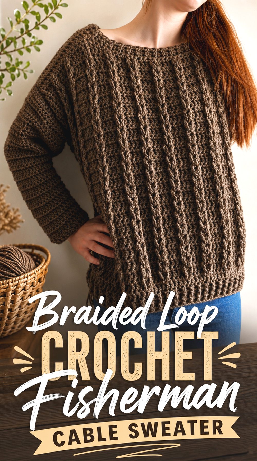 Braided Loop Crochet Fisherman Cable Sweater
