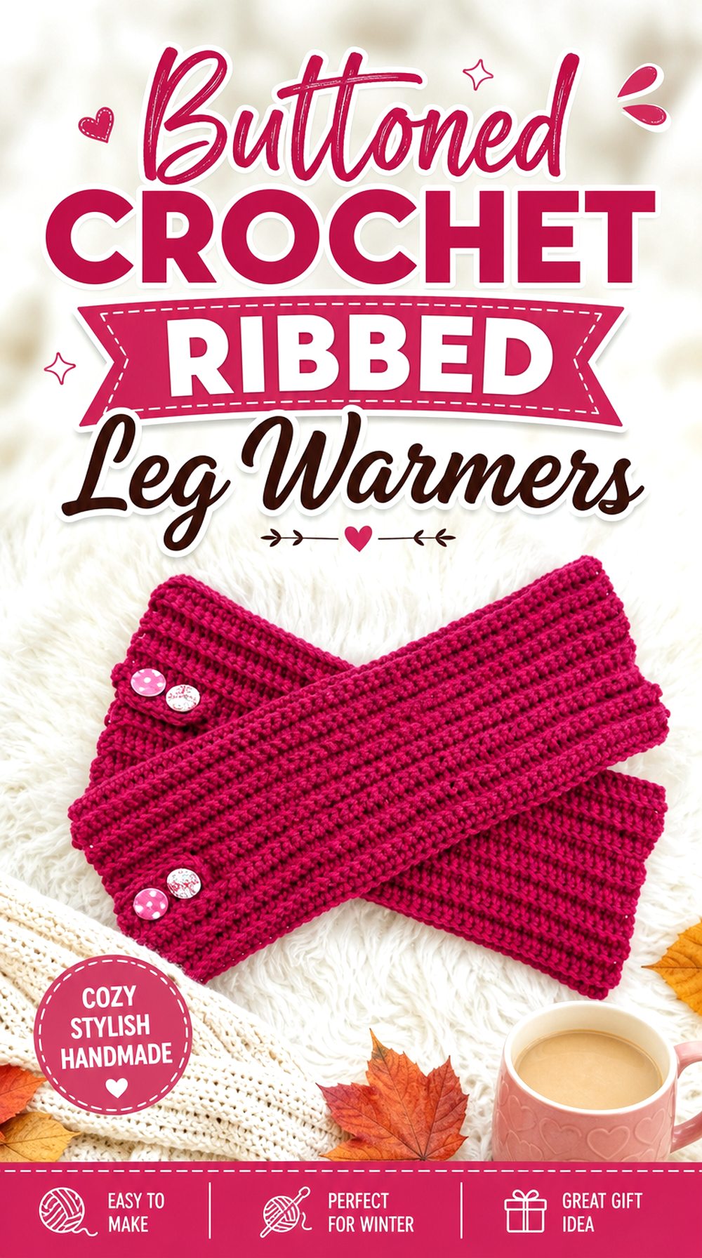 Buttoned Crochet Ribbed Leg Warmers