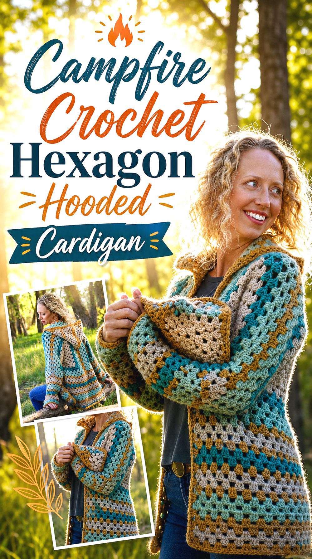 Campfire Crochet Hexagon Hooded Cardigan