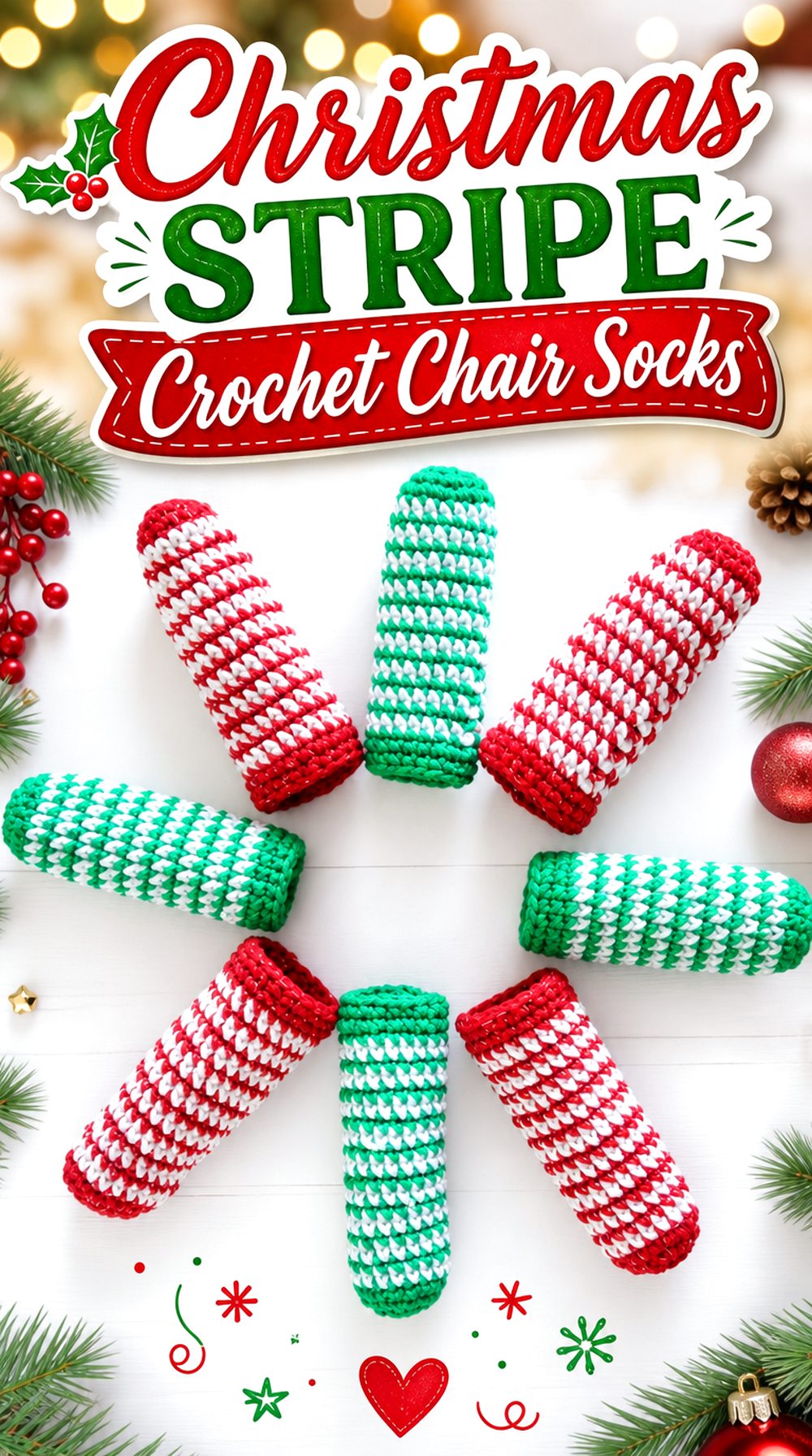 Christmas Stripe Crochet Chair Socks