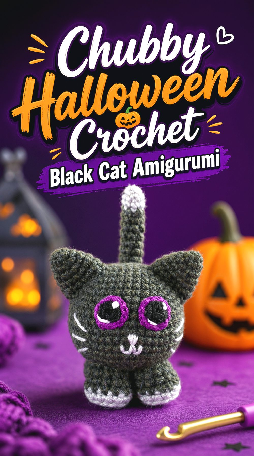 Chubby Halloween Crochet Black Cat Amigurumi
