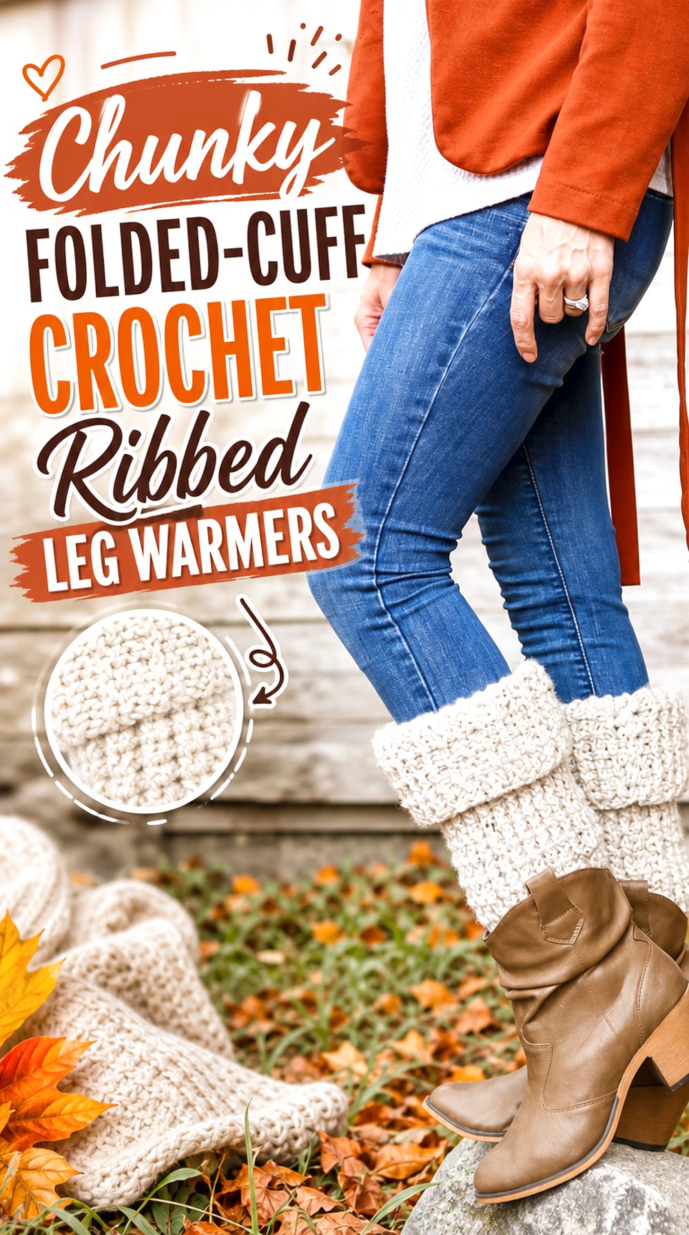 Chunky Folded Cuff Crochet Ribbed Leg Warmers