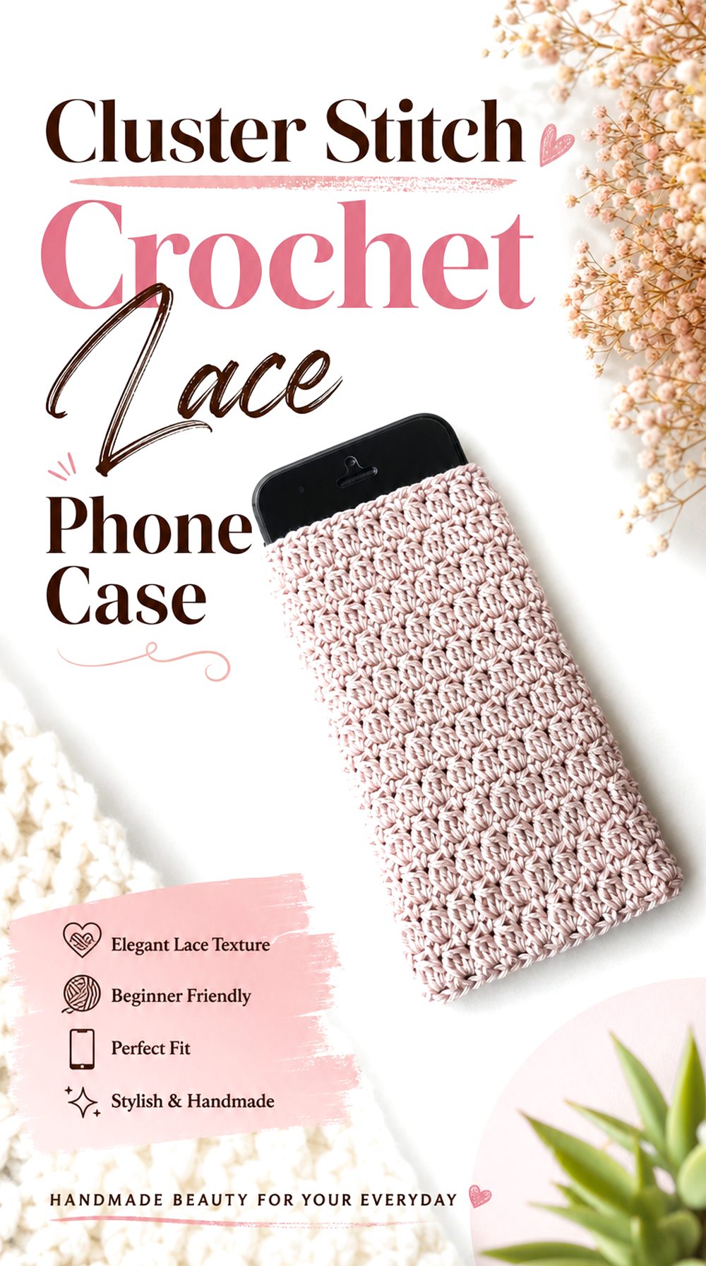 Cluster Stitch Crochet Lace Phone Case