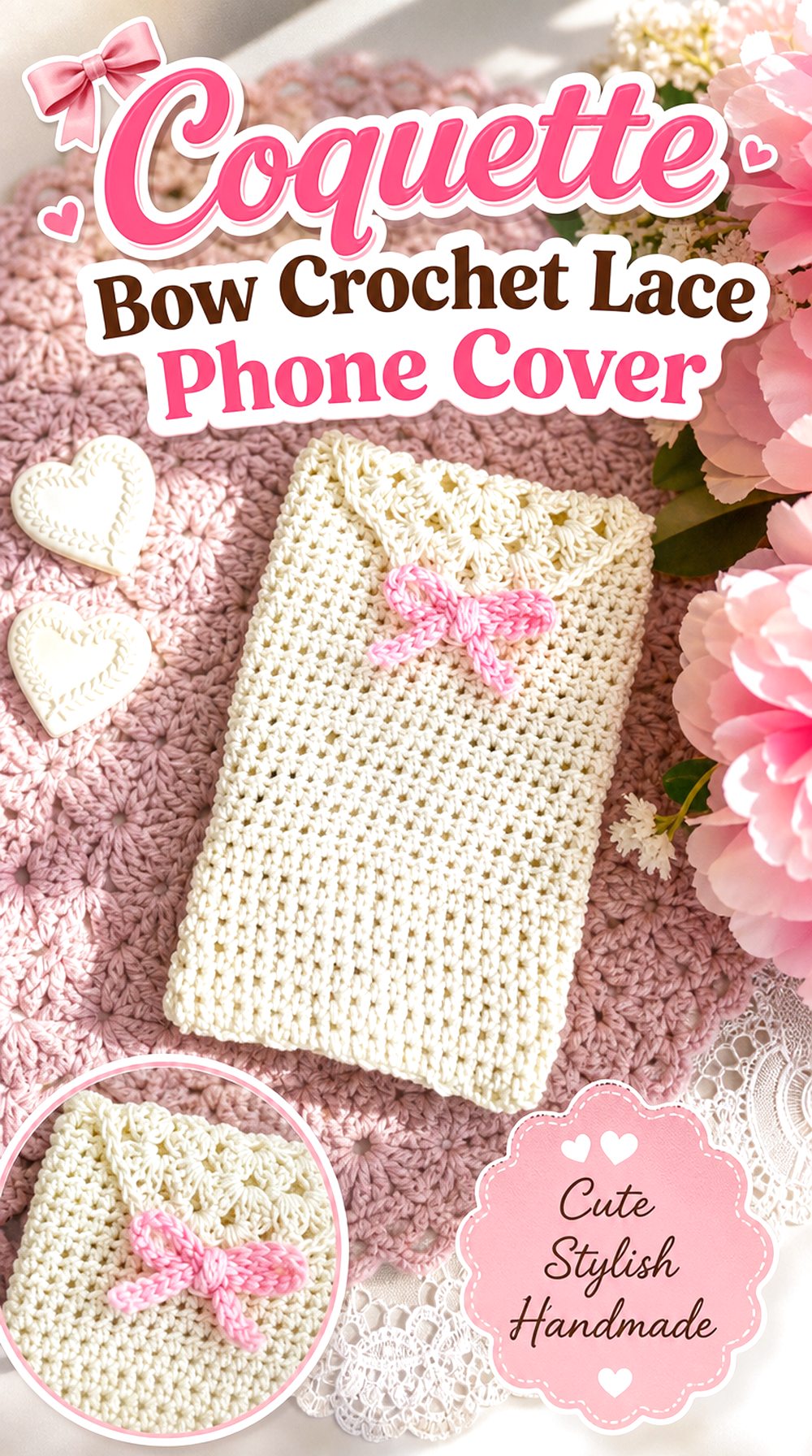 Coquette Bow Crochet Lace Phone Cover