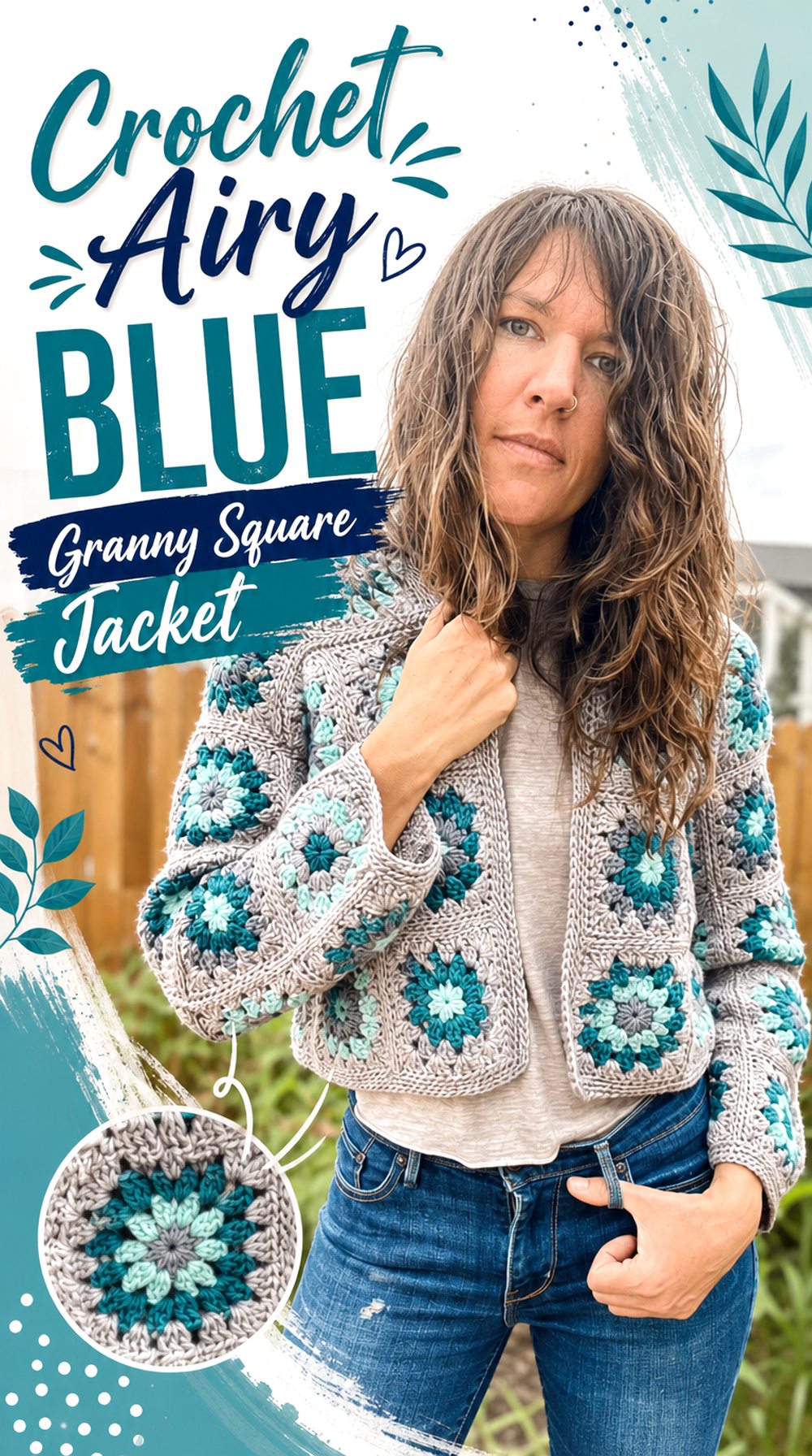 Crochet Airy Blue Granny Square Jacket