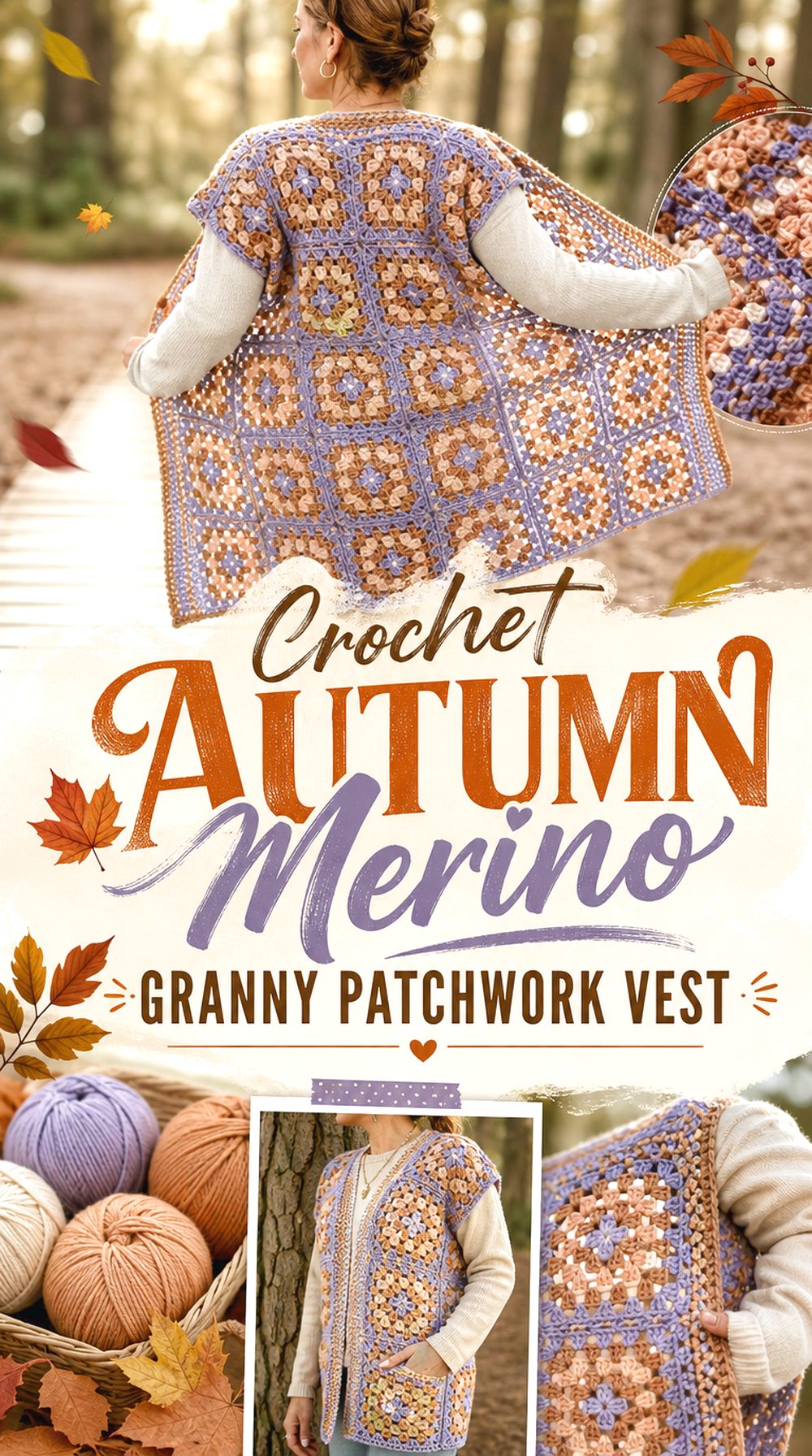 Crochet Autumn Merino Granny Patchwork Vest