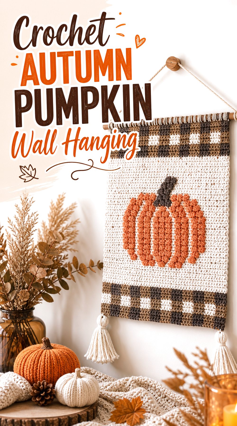 Crochet Autumn Pumpkin Wall Hanging