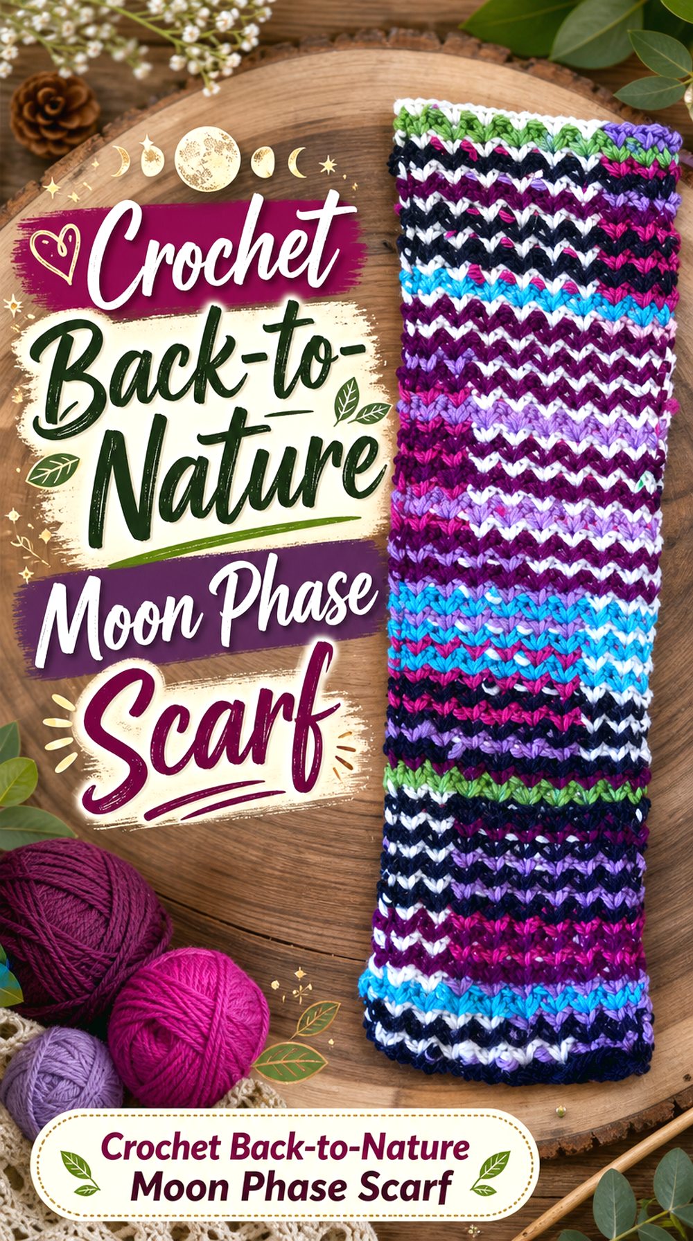 Crochet Back to Nature Moon Phase Scarf