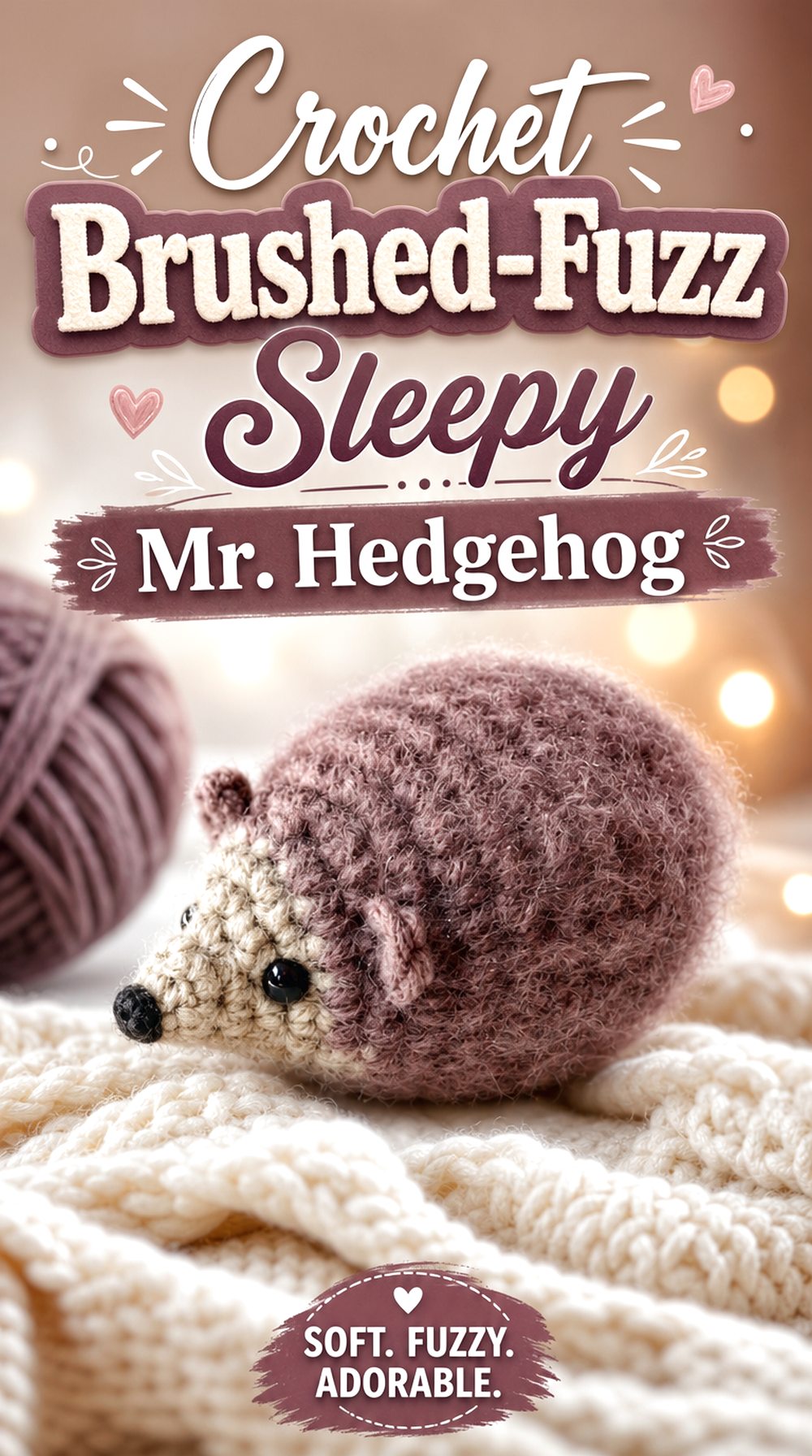 Crochet Brushed Fuzz Sleepy Mr Hedgehog