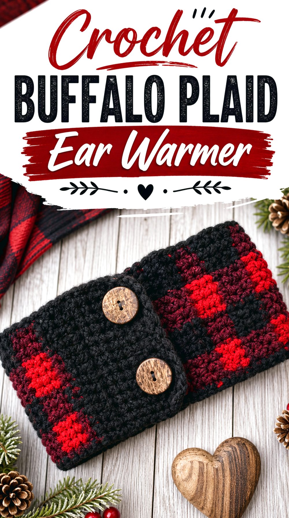 Crochet Buffalo Plaid Ear Warmer