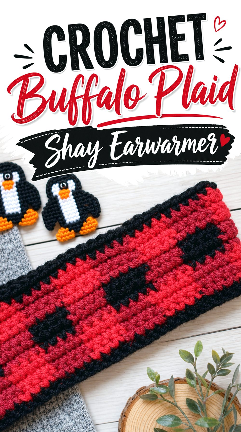 Crochet Buffalo Plaid Shay Earwarmer