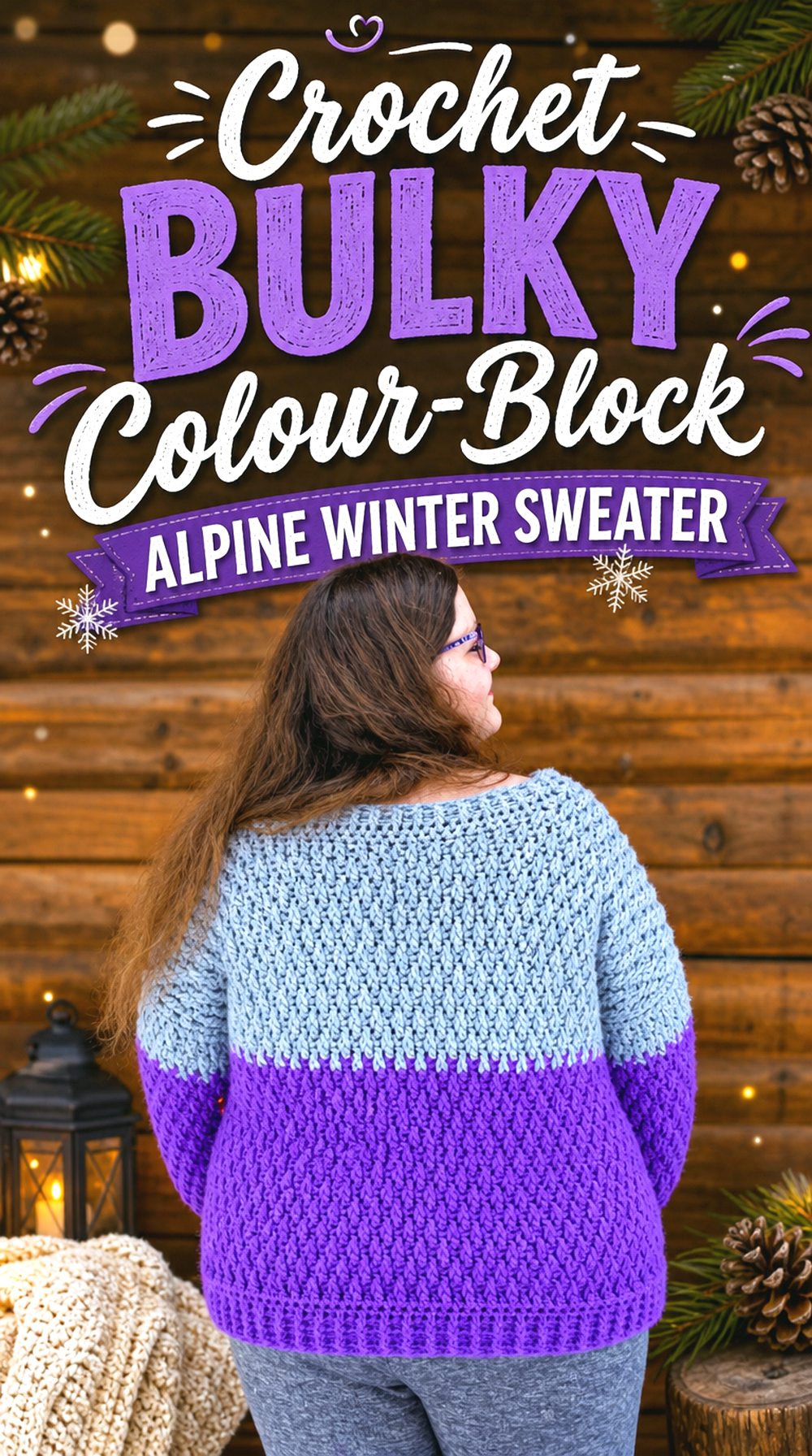 Crochet Bulky Colour Block Alpine Winter Sweater