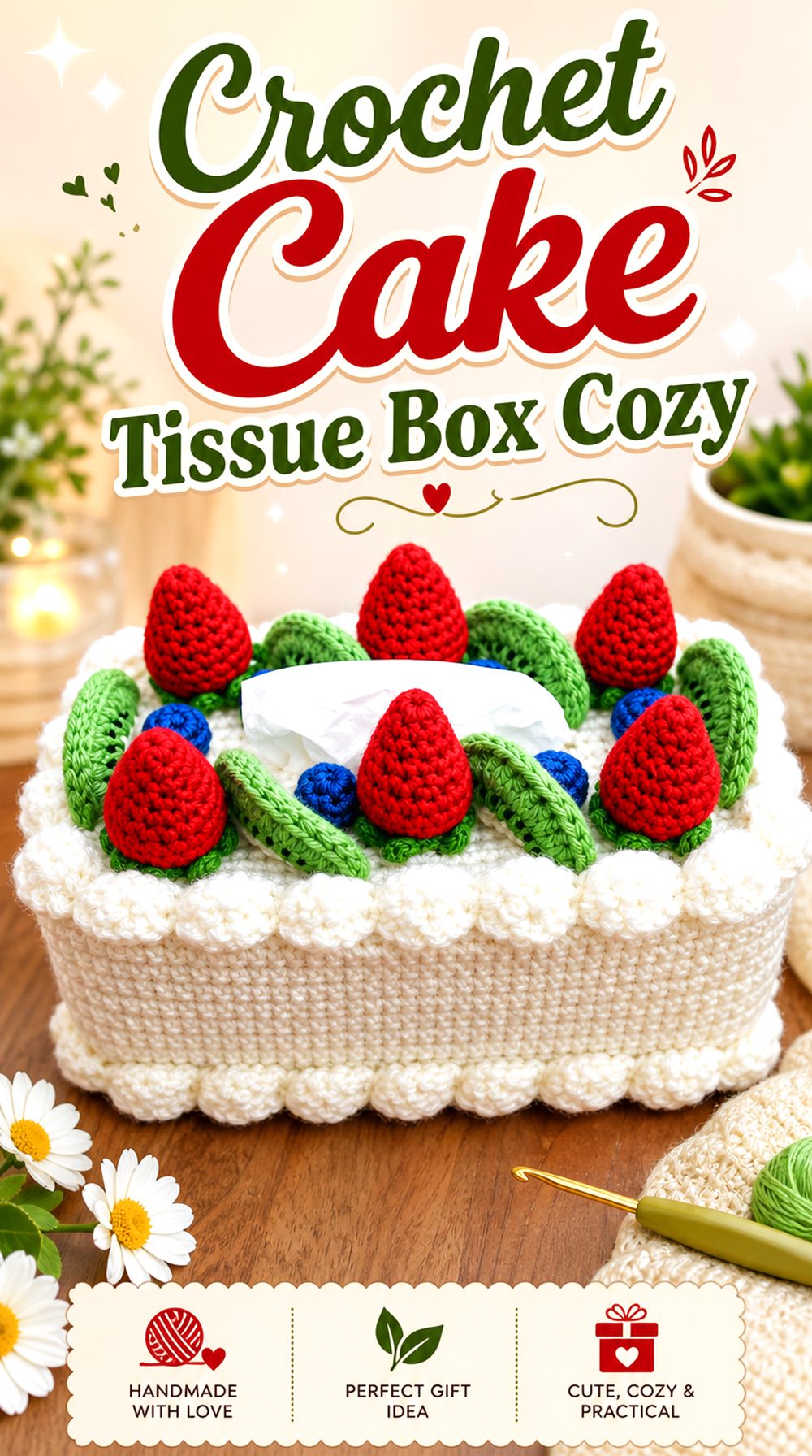 Crochet Cake Tissue Box Cozy