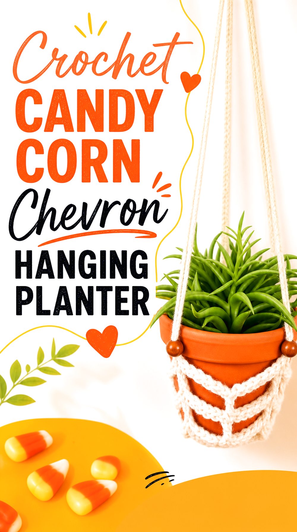 Crochet Candy Corn Chevron Hanging Planter